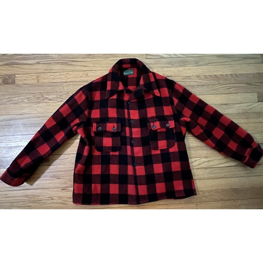 Montgomery Ward Western & Field Tartan Plaid Wool Shacket Jacket Mens XXL 1960s